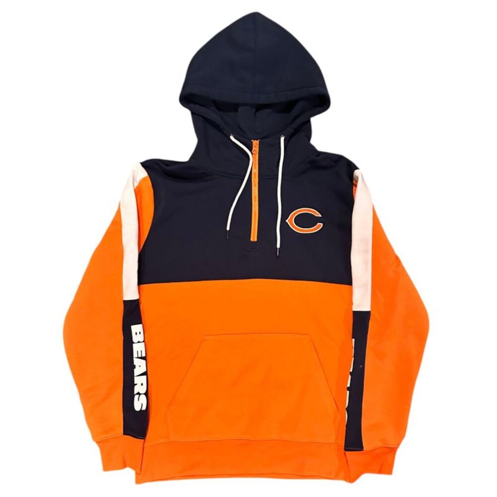 NFL Chicago Bears Men's Color Block Quarter Zip Hoodie, Medium